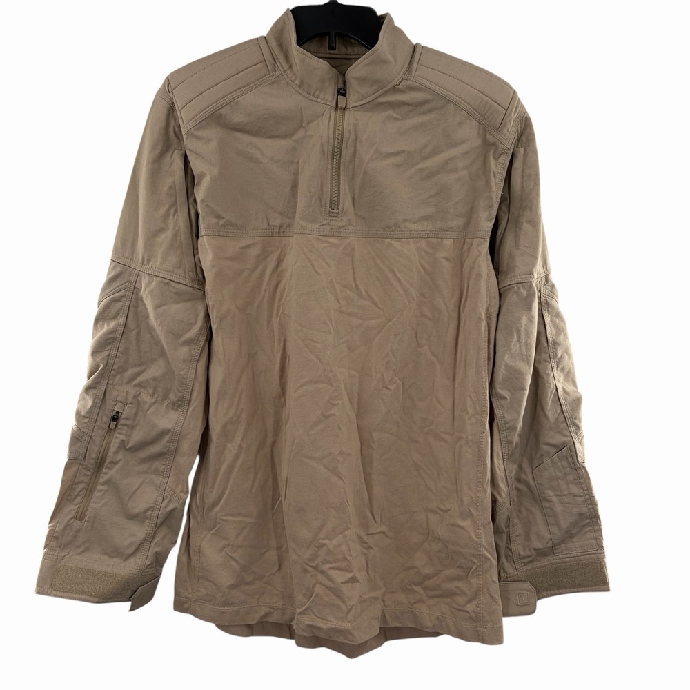 5.11 Tactical Shirt Men M Tan Long Sleeve 1/4 Zip XPRT Rapid Elite Padded Combat